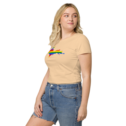 Michigan Upper Peninsula T-Shirt (w/ UP Pride Flag Outline) | Women's Organic