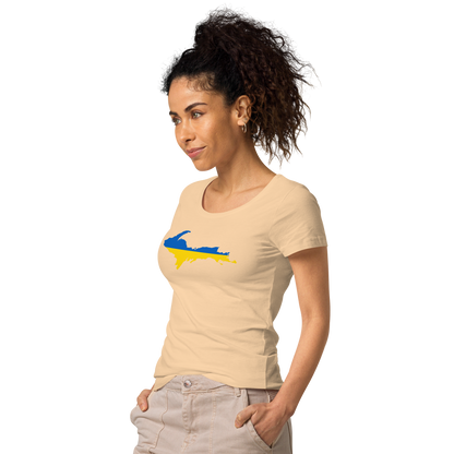 Michigan Upper Peninsula T-Shirt (w/ UP Ukraine Flag Outline) | Women's Organic