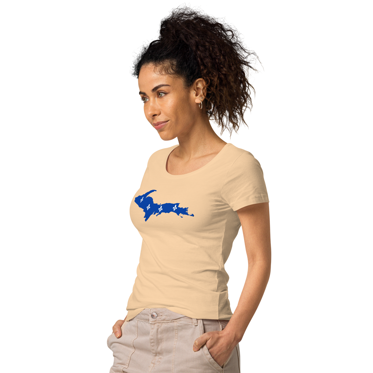 Michigan Upper Peninsula T-Shirt (w/ UP Quebec Flag Outline) | Women's Organic