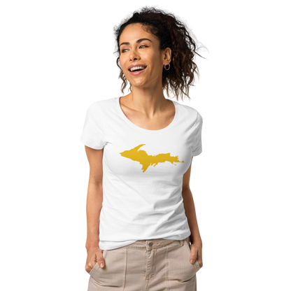 Michigan Upper Peninsula T-Shirt (w/ Gold UP Outline) | Women's Organic