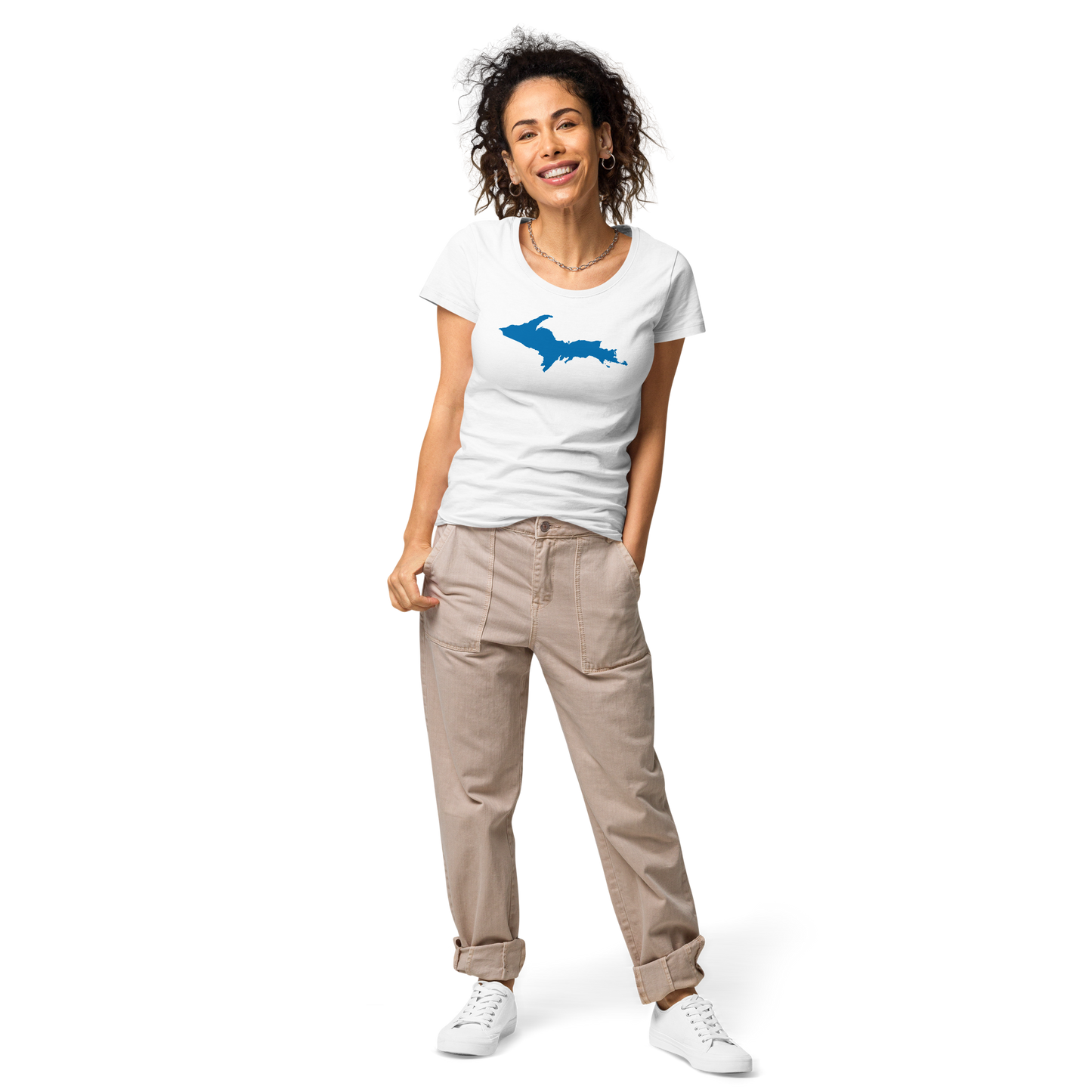 Michigan Upper Peninsula T-Shirt (w/ Azure UP Outline | Women's Organic