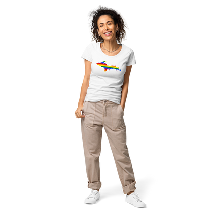 Michigan Upper Peninsula T-Shirt (w/ UP Pride Flag Outline) | Women's Organic