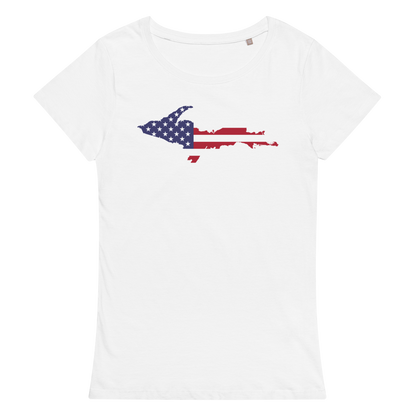 Michigan Upper Peninsula T-Shirt (w/ UP USA Flag Outline | Women's Organic