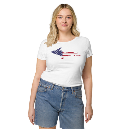 Michigan Upper Peninsula T-Shirt (w/ UP USA Flag Outline | Women's Organic