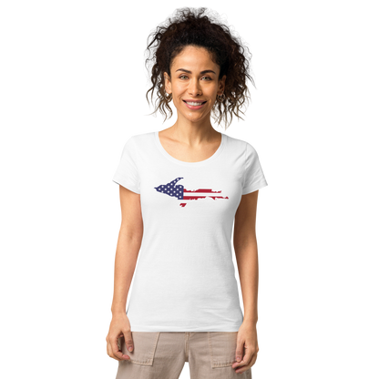 Michigan Upper Peninsula T-Shirt (w/ UP USA Flag Outline | Women's Organic