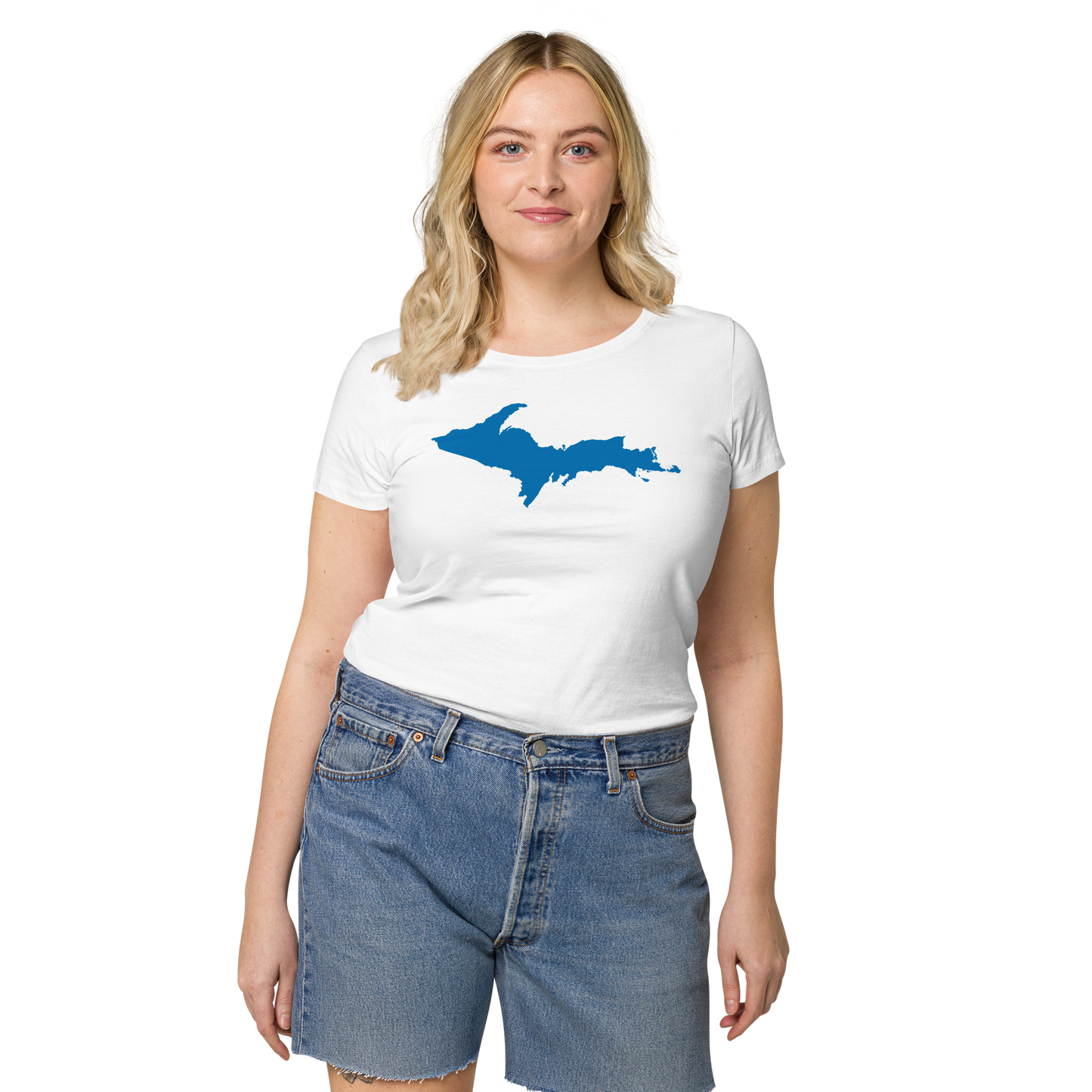 Michigan Upper Peninsula T-Shirt (w/ Azure UP Outline | Women's Organic