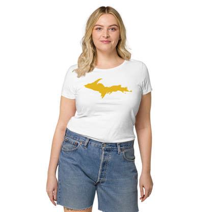 Michigan Upper Peninsula T-Shirt (w/ Gold UP Outline) | Women's Organic