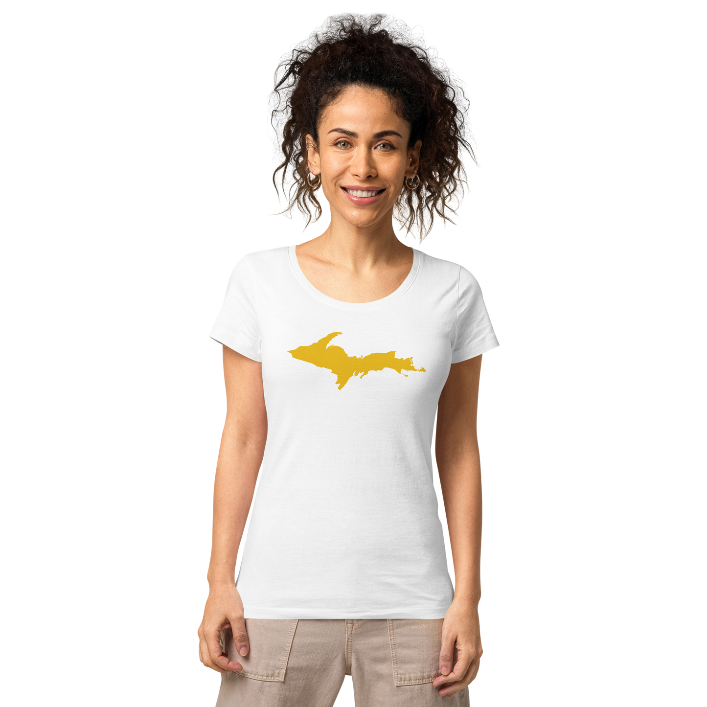 Michigan Upper Peninsula T-Shirt (w/ Gold UP Outline) | Women's Organic