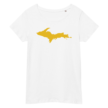 Michigan Upper Peninsula T-Shirt (w/ Gold UP Outline) | Women's Organic