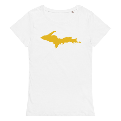 Michigan Upper Peninsula T-Shirt (w/ Gold UP Outline) | Women's Organic