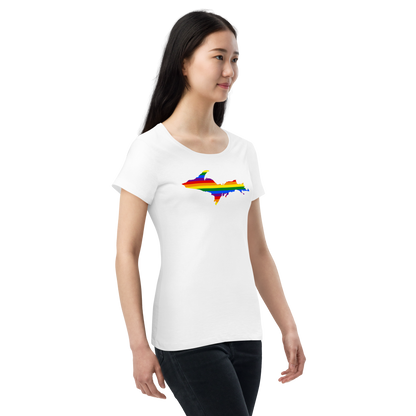 Michigan Upper Peninsula T-Shirt (w/ UP Pride Flag Outline) | Women's Organic