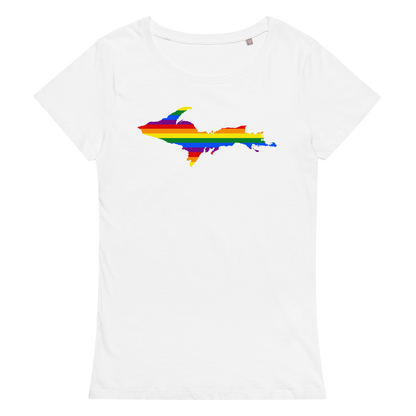 Michigan Upper Peninsula T-Shirt (w/ UP Pride Flag Outline) | Women's Organic