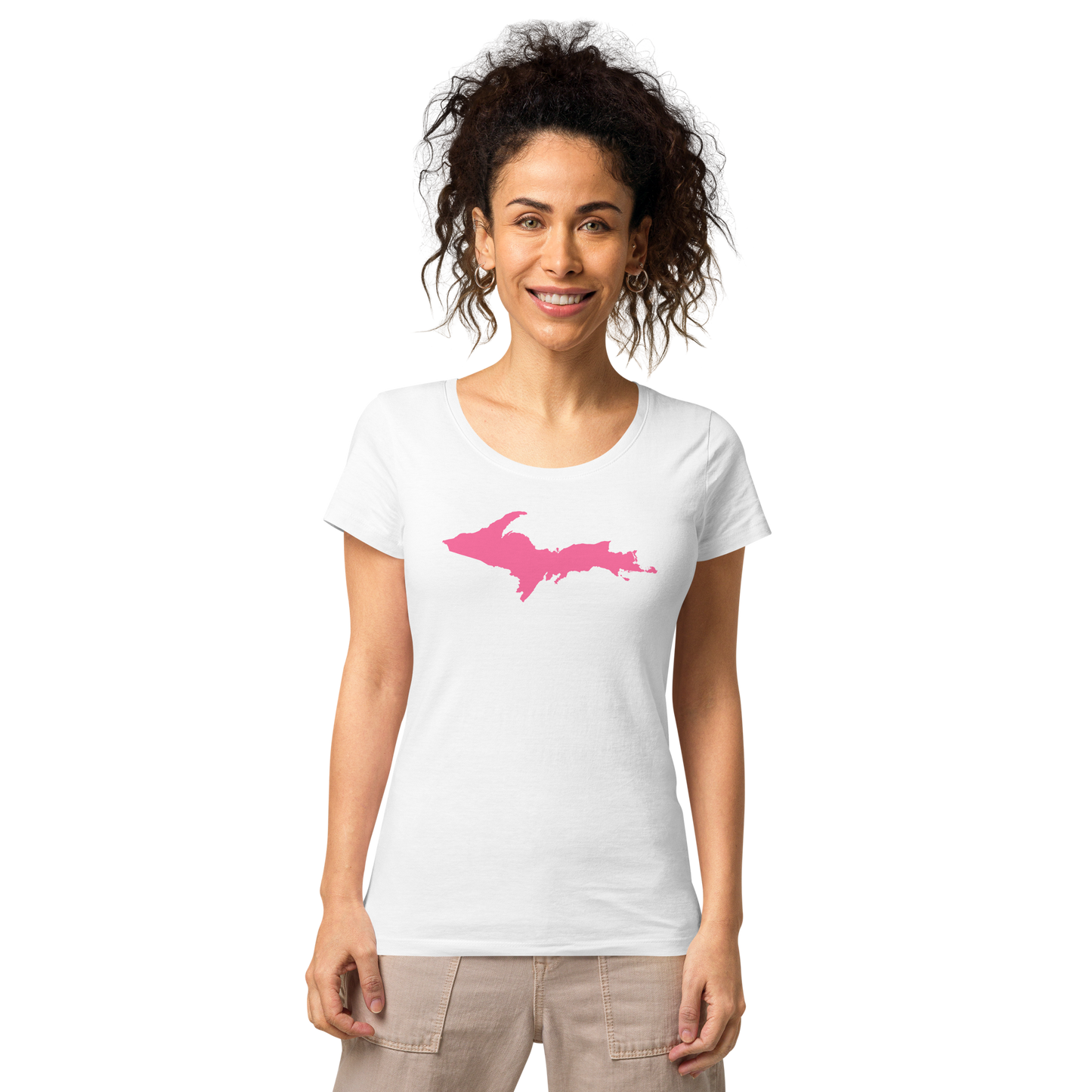 Michigan Upper Peninsula T-Shirt (w/ Pink UP Outline) | Women's Organic