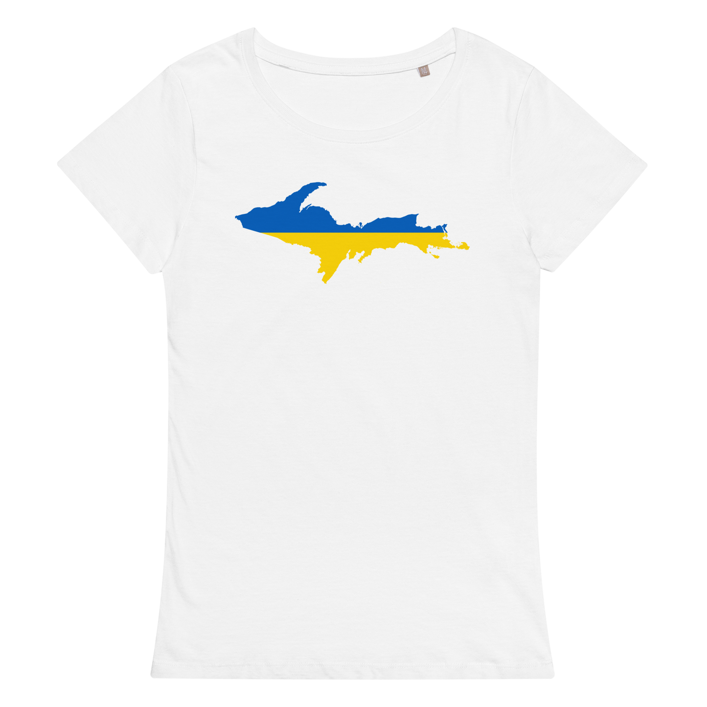 Michigan Upper Peninsula T-Shirt (w/ UP Ukraine Flag Outline) | Women's Organic