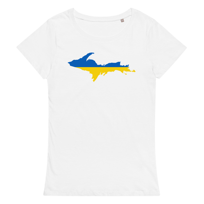 Michigan Upper Peninsula T-Shirt (w/ UP Ukraine Flag Outline) | Women's Organic