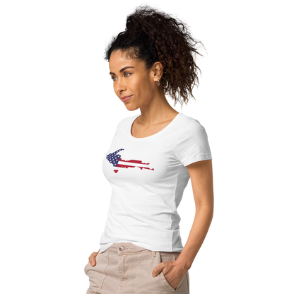 Michigan Upper Peninsula T-Shirt (w/ UP USA Flag Outline | Women's Organic