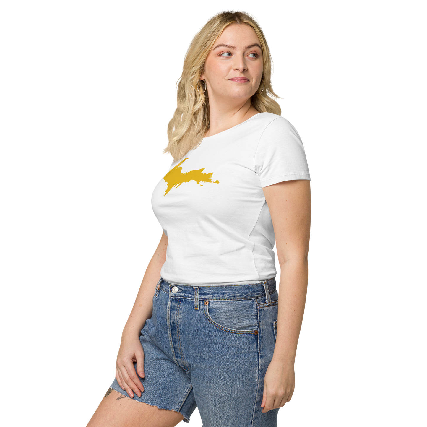 Michigan Upper Peninsula T-Shirt (w/ Gold UP Outline) | Women's Organic