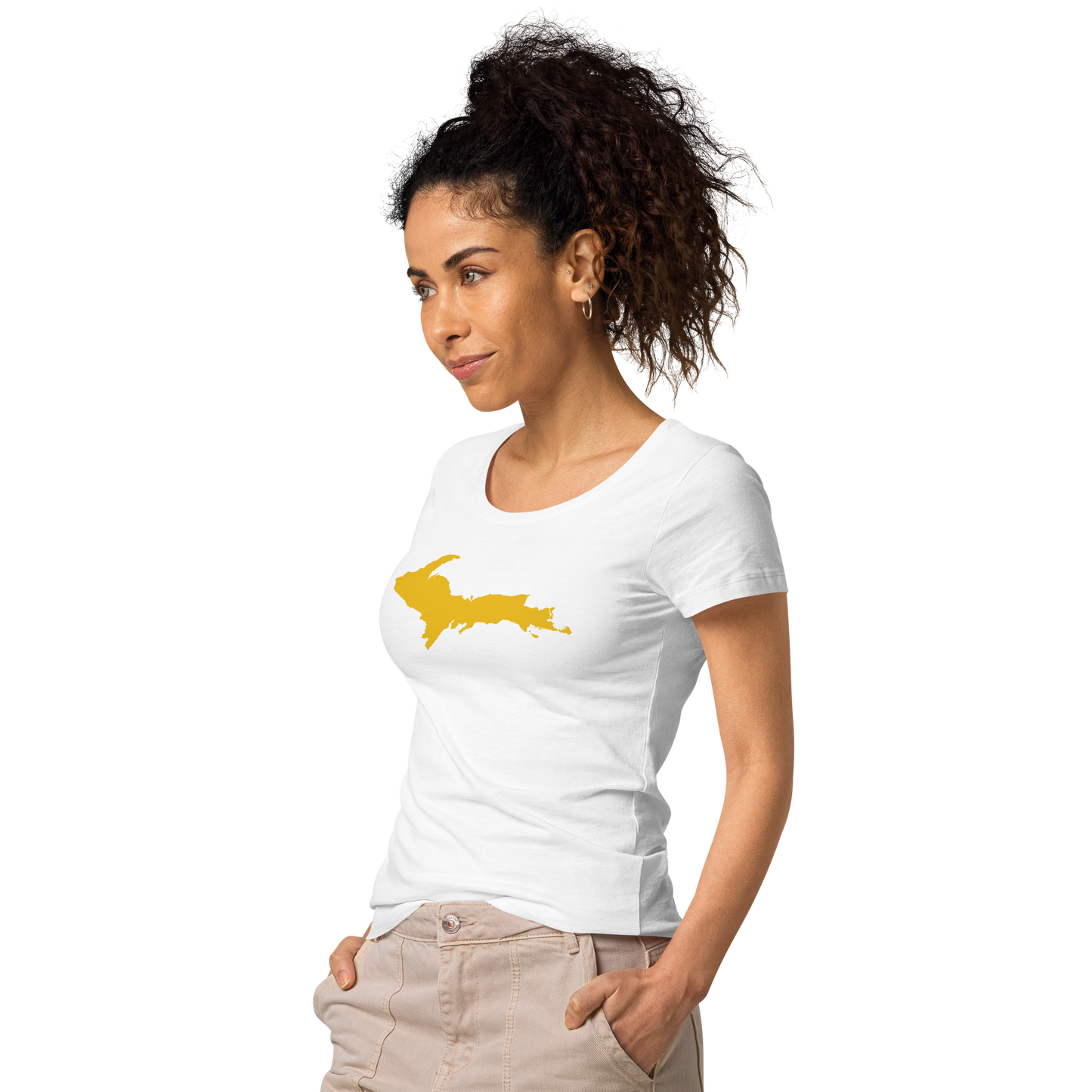 Michigan Upper Peninsula T-Shirt (w/ Gold UP Outline) | Women's Organic