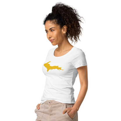 Michigan Upper Peninsula T-Shirt (w/ Gold UP Outline) | Women's Organic