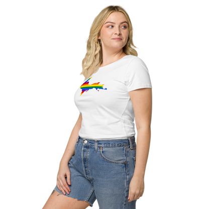 Michigan Upper Peninsula T-Shirt (w/ UP Pride Flag Outline) | Women's Organic