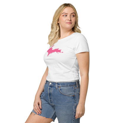 Michigan Upper Peninsula T-Shirt (w/ Pink UP Outline) | Women's Organic