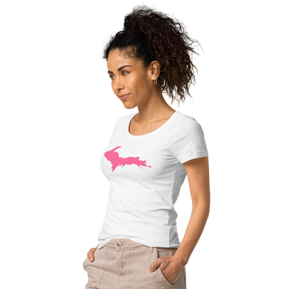 Michigan Upper Peninsula T-Shirt (w/ Pink UP Outline) | Women's Organic