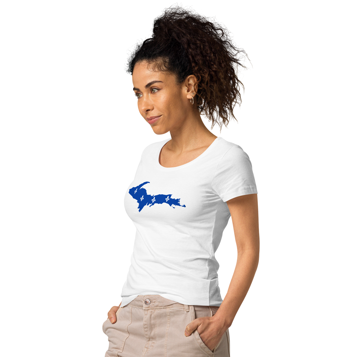 Michigan Upper Peninsula T-Shirt (w/ UP Quebec Flag Outline) | Women's Organic