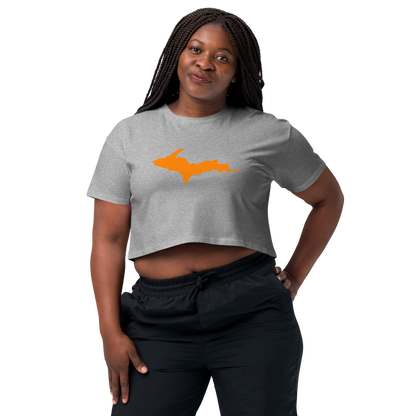 Michigan Upper Peninsula Relaxed Crop Top (w/ Orange UP Outline)