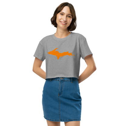 Michigan Upper Peninsula Relaxed Crop Top (w/ Orange UP Outline)