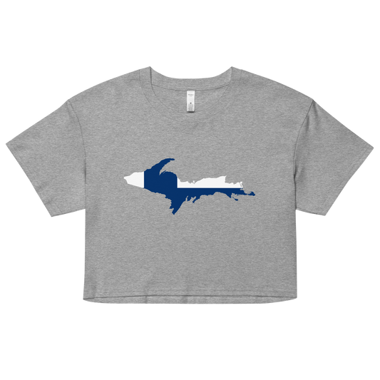 Michigan Upper Peninsula Relaxed Crop Top (w/ UP Finland Flag Outline)