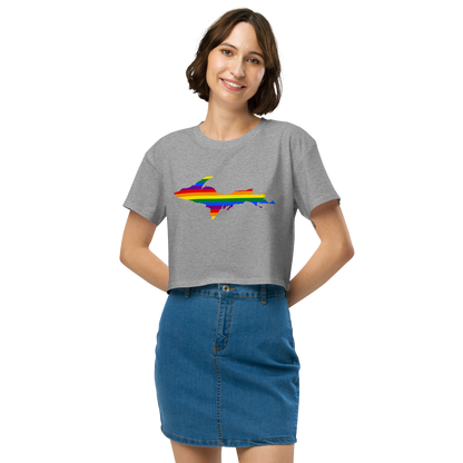 Michigan Upper Peninsula Relaxed Crop Top (w/ UP Pride Flag Outline)