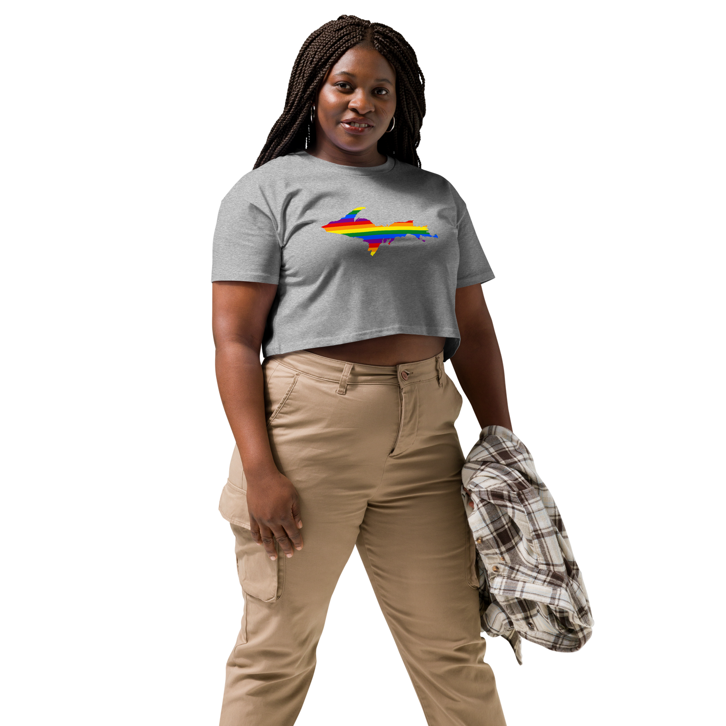 Michigan Upper Peninsula Relaxed Crop Top (w/ UP Pride Flag Outline)