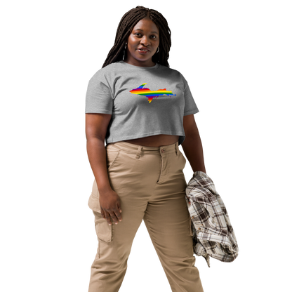 Michigan Upper Peninsula Relaxed Crop Top (w/ UP Pride Flag Outline)