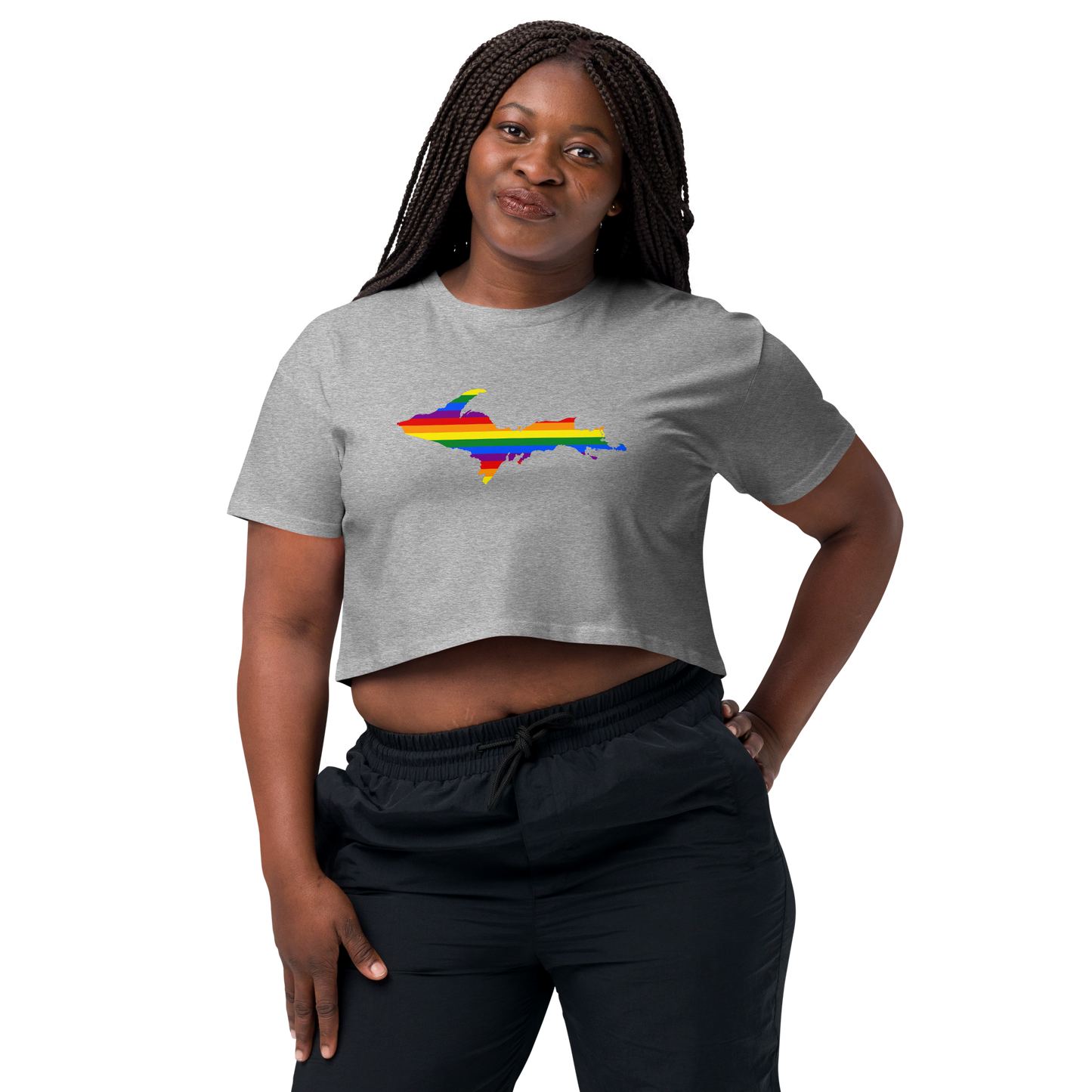 Michigan Upper Peninsula Relaxed Crop Top (w/ UP Pride Flag Outline)