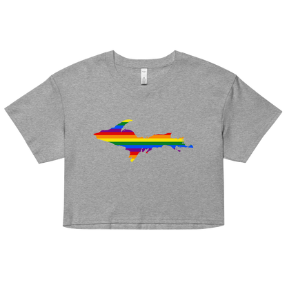 Michigan Upper Peninsula Relaxed Crop Top (w/ UP Pride Flag Outline)