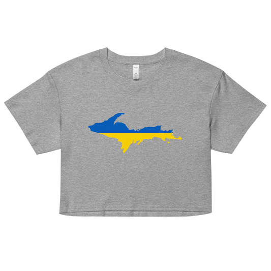 Michigan Upper Peninsula Relaxed Crop Top (w/ UP Ukraine Flag Outline)