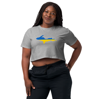 Michigan Upper Peninsula Relaxed Crop Top (w/ UP Ukraine Flag Outline)