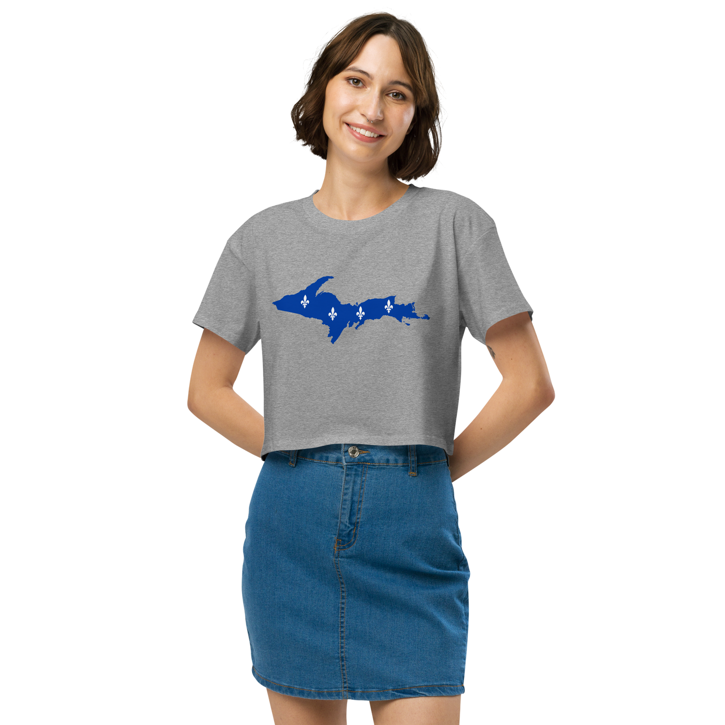 Michigan Upper Peninsula Relaxed Crop Top (w/ UP Quebec Flag Outline)