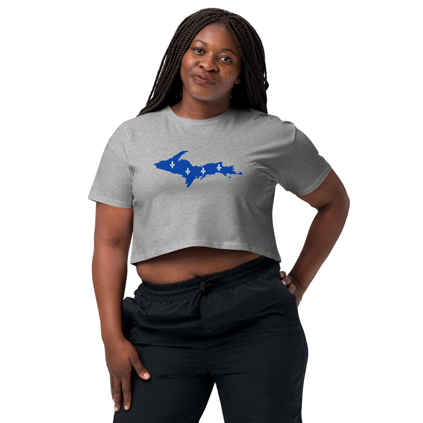 Michigan Upper Peninsula Relaxed Crop Top (w/ UP Quebec Flag Outline)