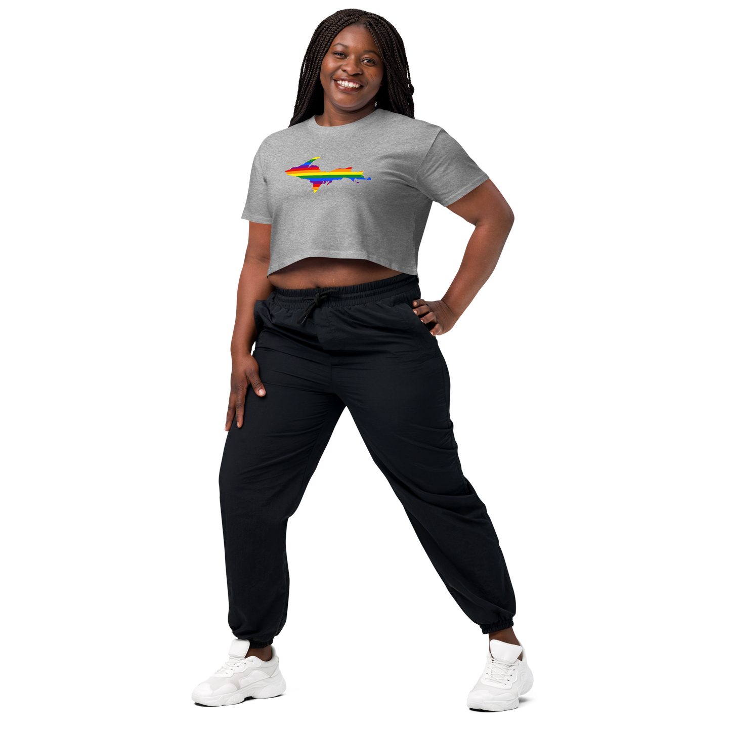 Michigan Upper Peninsula Relaxed Crop Top (w/ UP Pride Flag Outline)