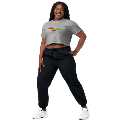 Michigan Upper Peninsula Relaxed Crop Top (w/ UP Pride Flag Outline)