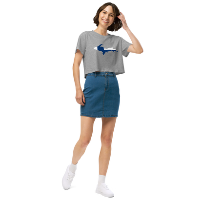 Michigan Upper Peninsula Relaxed Crop Top (w/ UP Finland Flag Outline)