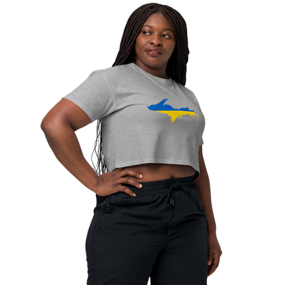 Michigan Upper Peninsula Relaxed Crop Top (w/ UP Ukraine Flag Outline)