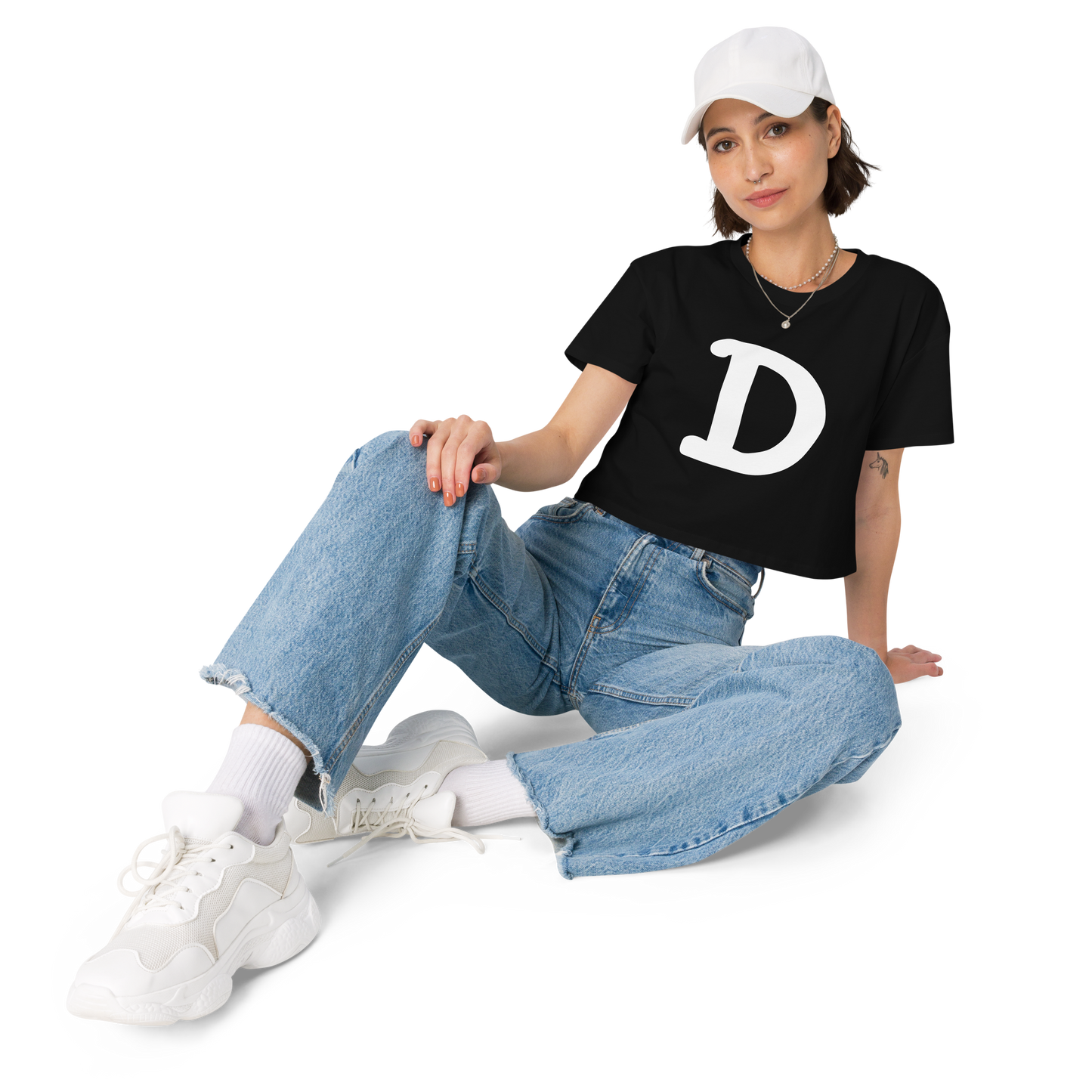 Detroit 'Old French D' Relaxed Crop Top