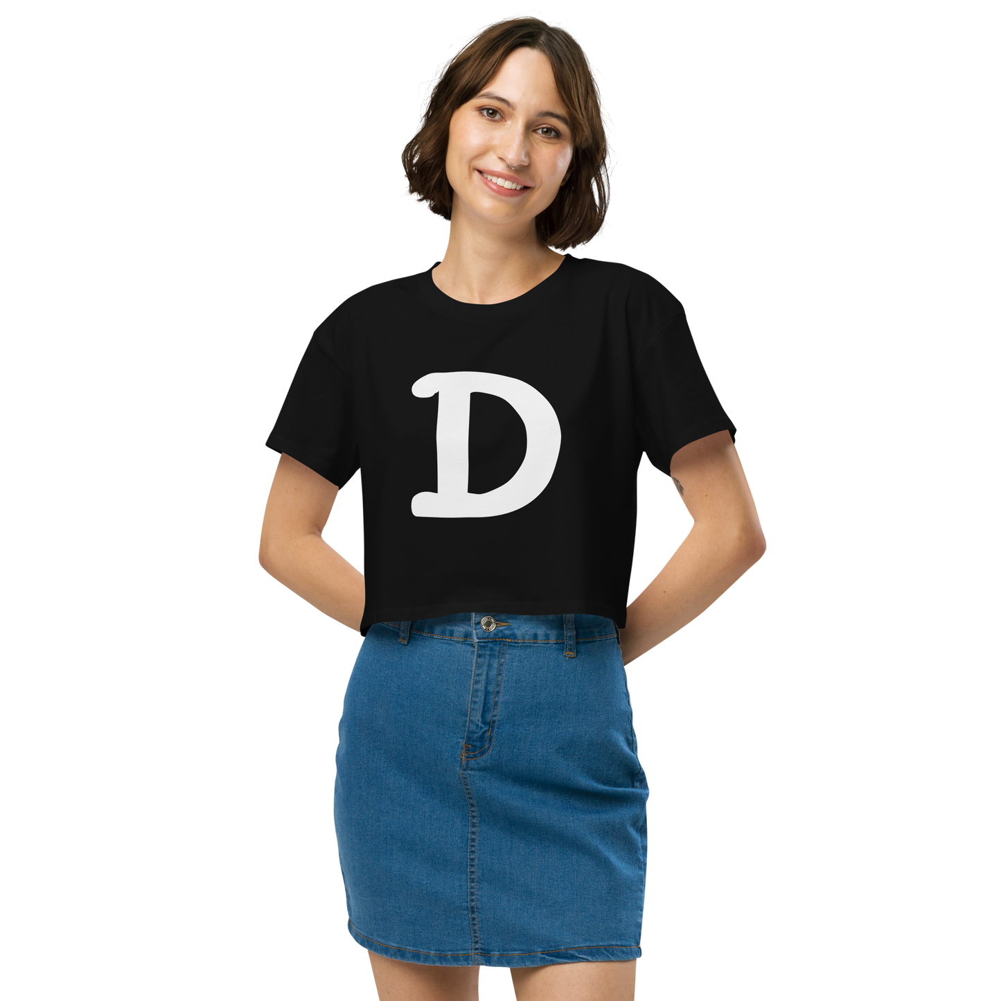 Detroit 'Old French D' Relaxed Crop Top