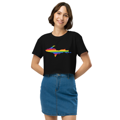 Michigan Upper Peninsula Relaxed Crop Top (w/ UP Pride Flag Outline)