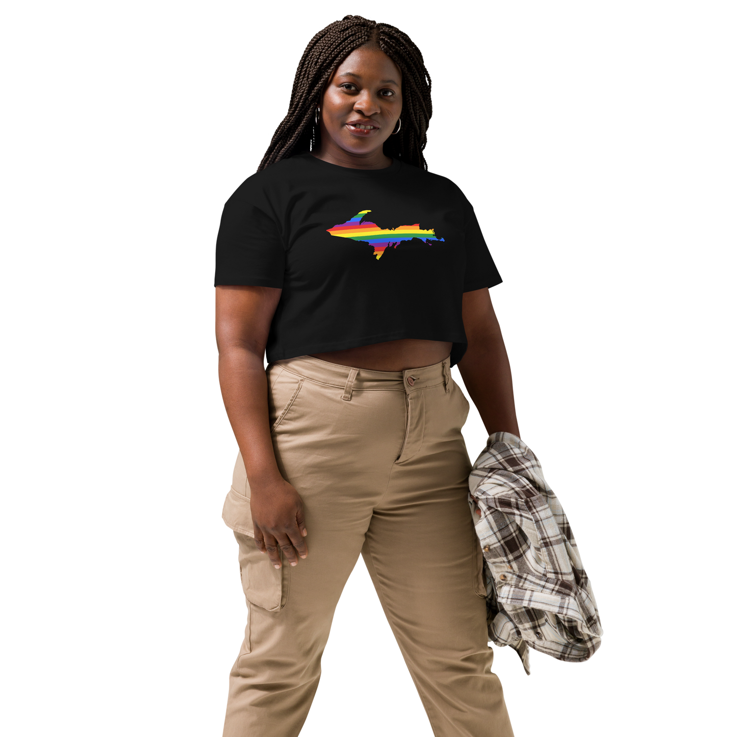 Michigan Upper Peninsula Relaxed Crop Top (w/ UP Pride Flag Outline)