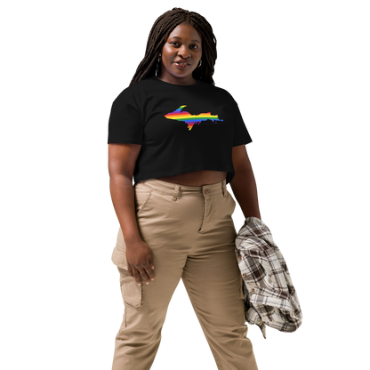 Michigan Upper Peninsula Relaxed Crop Top (w/ UP Pride Flag Outline)