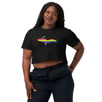 Michigan Upper Peninsula Relaxed Crop Top (w/ UP Pride Flag Outline)