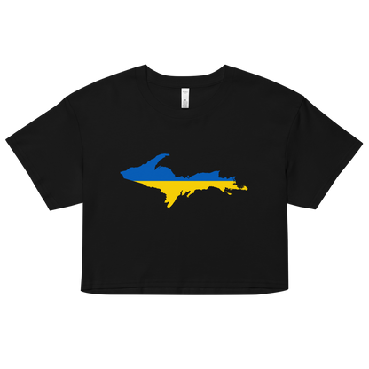 Michigan Upper Peninsula Relaxed Crop Top (w/ UP Ukraine Flag Outline)